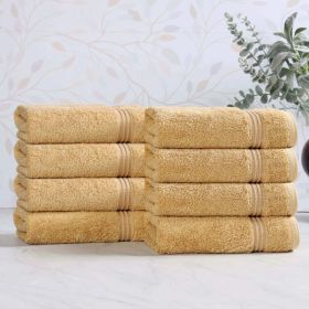 Heritage Egyptian Cotton Plush Luxury Hand Towel Set of 8 (Color: Gold, size: 8 Piece Hand Towels)