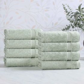 Heritage Egyptian Cotton Plush Luxury Hand Towel Set of 8 (Color: Sage, size: 8 Piece Hand Towels)