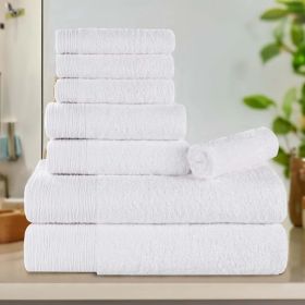 Rayon from Bamboo Eco-Friendly Fluffy Soft Solid 8 Piece Towel Set (Color: White, size: 8 Piece Towel Set)