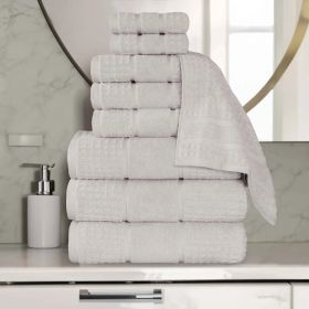 Napa Zero Twist Cotton Solid Waffle Honeycomb 9 Piece Towel Set (Color: Stone, size: 9 Piece Towel Set)