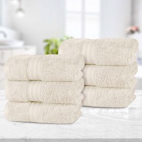 Atlas Cotton Plush Absorbent Heavyweight Luxury Hand Towel Set of 6 (Color: Almond, size: 6 Piece Hand Towels)