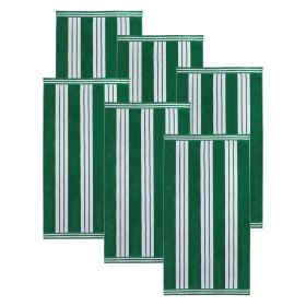 Cabana Stripe Oversized Cotton Beach Towel Set Of 2,4,6 (Set of: 6 Piece Beach Towel Set, Color: Green)