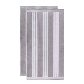 Cabana Stripe Oversized Cotton Beach Towel Set Of 2,4,6 (Set of: 2 Piece Beach Towel Set, Color: Light Grey)