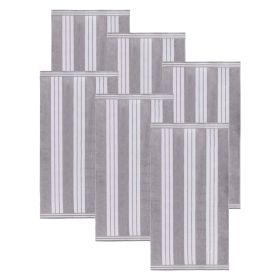 Cabana Stripe Oversized Cotton Beach Towel Set Of 2,4,6 (Set of: 6 Piece Beach Towel Set, Color: Light Grey)