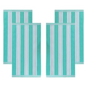 Cabana Stripe Oversized Cotton Beach Towel Set Of 2,4,6 (Set of: 4 Piece Beach Towel Set, Color: Mint)