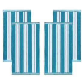 Cabana Stripe Oversized Cotton Beach Towel Set Of 2,4,6 (Set of: 4 Piece Beach Towel Set, Color: Turquoise)