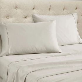 Cotton Blend Solid Deep Pocket Bed Sheet Set (Color: Silver, size: Full)