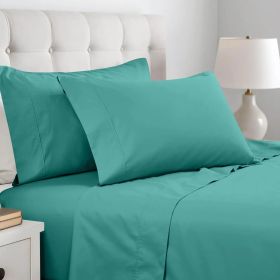 600 Thread Count Pillowcases Cotton Blend Solid Pillowcase Set (Color: Teal, size: Standard)