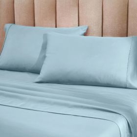 1200 Thread Count Cotton Rich Solid Deep Pocket Bed Sheet Set (Color: Light Blue - 4 Piece, size: King)