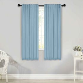 Solid Room Darkening Blackout Curtain Panels, Back Tabs, Set of 2 (Color: Light Blue, size: 26" X 63")