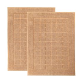Nora Cotton Solid Absorbent Thick Checkered Washable Bath Mat Set of 2 (Color: Rust)