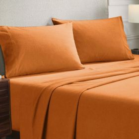 Solid Flannel Cotton Soft Fuzzy Pillowcases, Set of 2 (Color: Pumpkin, size: King)
