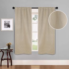 Zuri Textured Waves Room Darkening Blackout Curtains, Set of 2 (Color: Ivory, size: 26" X 63")