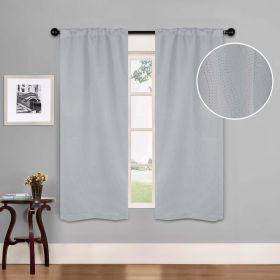 Zuri Textured Waves Room Darkening Blackout Curtains, Set of 2 (Color: Platinum, size: 26" X 63")