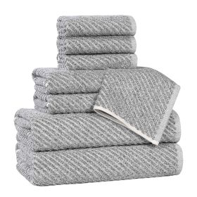 Amelia Cotton Blend Textured Diagonal Ribbed 8 Piece Towel Set (Color: Charcoal, size: 8 Piece Towel Set)