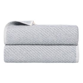 Amelia Cotton Blend Textured Diagonal Ribbed Bath Sheets, Set of 2 (Color: Denim Blue, size: 2 Piece Bath Sheets)