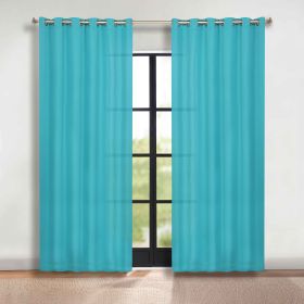 Classic Modern Solid Room Darkening Blackout Curtain Panels, Set of 2 (Color: Aqua, size: 70" x 120")
