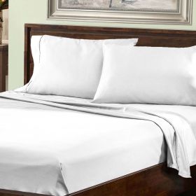 Cotton Blend 800 Thread Count Solid Deep Pocket Bed Sheet Set (Color: White, size: Queen)
