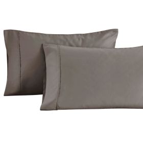 Cotton Blend Solid Pillowcases, Set of 2 (Color: Grey, size: Standard)