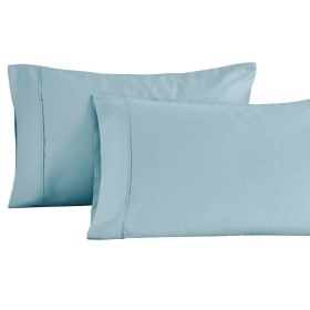 Cotton Blend Solid Pillowcases, Set of 2 (Color: Light Blue, size: Standard)