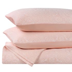 Enzy Medium Weight Floral Matelasse 3 Piece Bedspread Pillow Sham Set (Color: Pink, size: King)