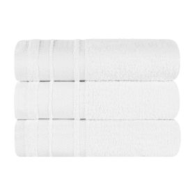 Hays Cotton Medium Weight Ultra-Soft Bath Towel Set of 3 (Color: White, size: 3 Piece Bath Towels)