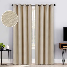Jaxon Textured Blackout Curtain Set of 2 Panels (Color: Beige, size: 52" X 84")