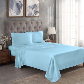 300 Thread Count Modal From Beechwood Solid Deep Pocket Bed Sheet Set (Color: Light Blue, size: California King)