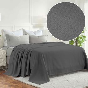 Nobel Cotton Textured Jacquard Chevron Lightweight Woven Blanket (Color: Charcoal, size: King)