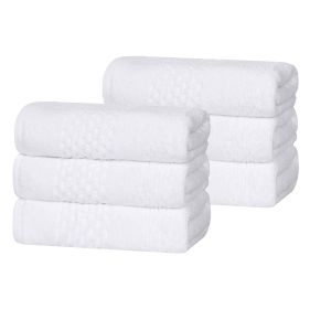 Playa Zero Twist Cotton Solid Waffle Textured Hand Towels, Set of 6 (Color: White, size: 6 Piece Hand Towels)