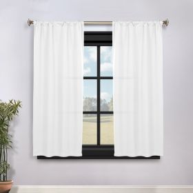 Solid Room Darkening Rod Pocket Blackout Curtain Panels, Set of 2 (Color: Snow White, size: 36" x 63")