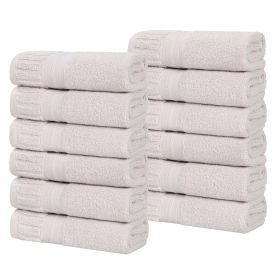 Venice Zero Twist Cotton Medium Weight Face Towels, Set of 12 (Color: Silver, size: 12 Piece Face Towels)