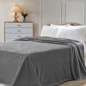 Fleece Plush Medium Weight Fluffy Soft Decorative Blanket Or Throw (Color: Grey, style: Polka Dot)