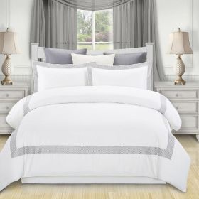 Glenmont Embroidered Duvet Cover Set (Color: White, size: Full/Queen)