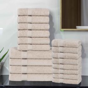 Highly Absorbent Eco-Friendly Soft Cotton 18 Piece Towel Set (Color: Stone, size: 18 Piece Towel Set)