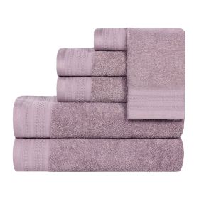 Honeycomb Textured Waffle Border Cotton 6 Piece Towel Set (Color: Sea Fog, size: 6 Piece Towel Set)