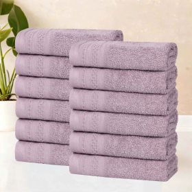 Honeycomb Textured Waffle Border Cotton Face Towels, Set of 6 (Color: Sea Fog, size: 6 Piece Face Towels)