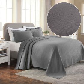Jacquard Matelassé Paisley Cotton Bedspread Set (Color: Grey, size: Queen)