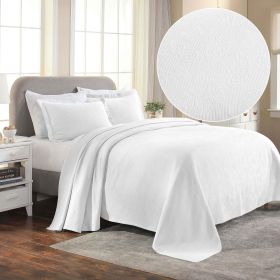 Jacquard Matelassé Paisley Cotton Bedspread Set (Color: White, size: King)