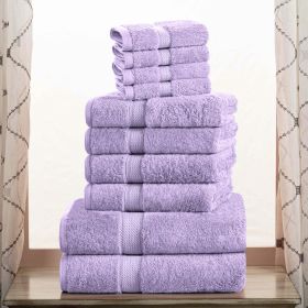 Madison Egyptian Cotton Pile Plush Heavyweight 10 Piece Towel Set (Color: Purple, size: 10 Piece Towel Set)