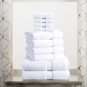 Madison Egyptian Cotton Pile Plush Heavyweight 10 Piece Towel Set (Color: White, size: 10 Piece Towel Set)
