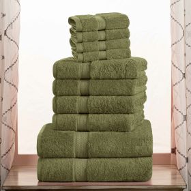 Madison Egyptian Cotton Pile Plush Heavyweight 10 Piece Towel Set (Color: Forest Green, size: 10 Piece Towel Set)
