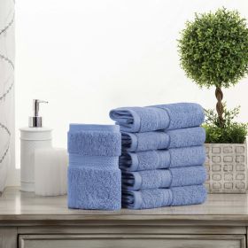 Madison Egyptian Cotton Pile Plush Heavyweight Face Towel Set of 6 (Color: Denim Blue, size: 6 Piece Face Towels)