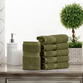 Madison Egyptian Cotton Pile Plush Heavyweight Face Towel Set of 6 (Color: Forest Green, size: 6 Piece Face Towels)