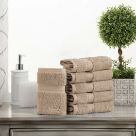 Madison Egyptian Cotton Pile Plush Heavyweight Face Towel Set of 6 (Color: Latte, size: 6 Piece Face Towels)