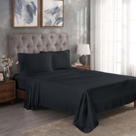 300 Thread Count Modal From Beechwood Solid Deep Pocket Bed Sheet Set (Color: Black, size: King)