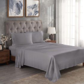 300 Thread Count Modal From Beechwood Solid Deep Pocket Bed Sheet Set (Color: Grey, size: Queen)