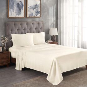 300 Thread Count Modal From Beechwood Solid Deep Pocket Bed Sheet Set (Color: Ivory, size: Full)