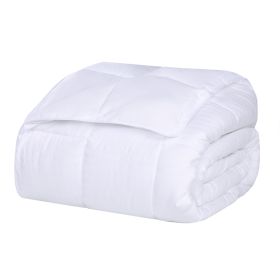 Reversible Down Alternative All-Season Solid Striped Blanket (Color: White, size: Twin/Twin XL)