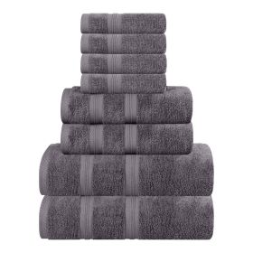 Smart Dry Zero Twist Cotton Medium Weight 8 Piece Assorted Towel Set (Color: Grey, size: 8 Piece Towel Set)